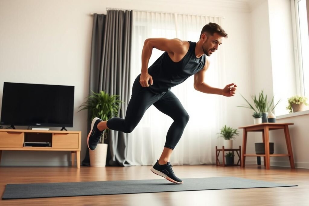 Atlet melakukan latihan HIIT di rumah untuk optimalisasi kardio